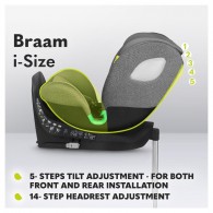 Car Seat Braam 40-150cm (Lo-Braam-I-Size-Grey-Stone) di Lionelo Seggiolini Auto
