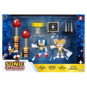 Sonic Diorama con Personaggi Articolati da 6 Cm di Jakks Sonic