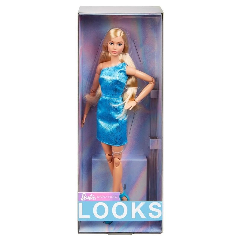 Barbie Signature Looks Vestito Azzurro Capelli Biondi di Mattel