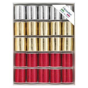 25 Rocchetti 10 Mt Mm 10 6870 Colori Metal Oro-Arg-Rosso di Brizzolari