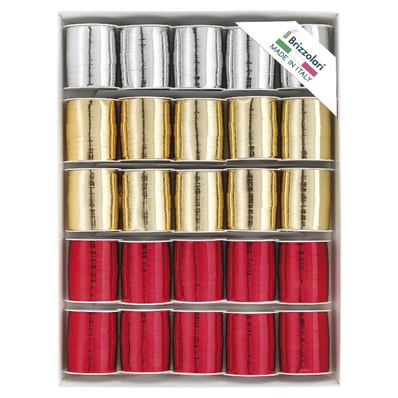 25 Rocchetti 10 Mt Mm 10 6870 Colori Metal Oro-Arg-Rosso di Brizzolari