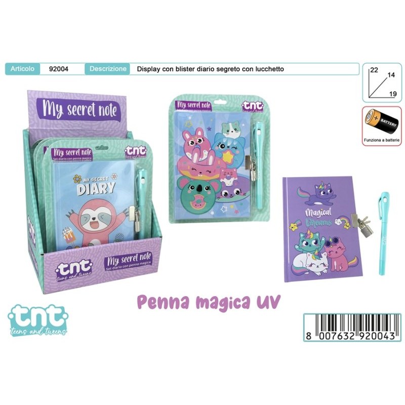 Tnt Secret Notes Blister Diario con Penna Magica 18cm Disp 6pz di Toys-Garden
