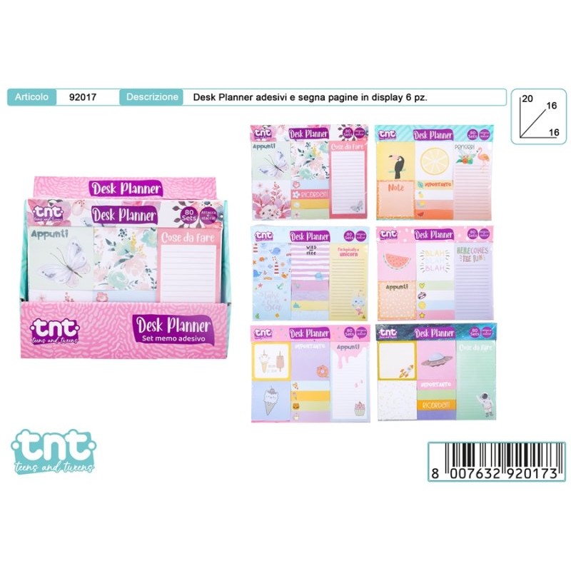 Tnt Desk Planner Set Notes Adesivi Disp 6pz di Toys-Garden
