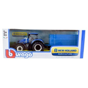 1/32 Farm Tractor W/ Trailer - Nf 17.315hd W/ Hay Trailer Blue di Bburago
