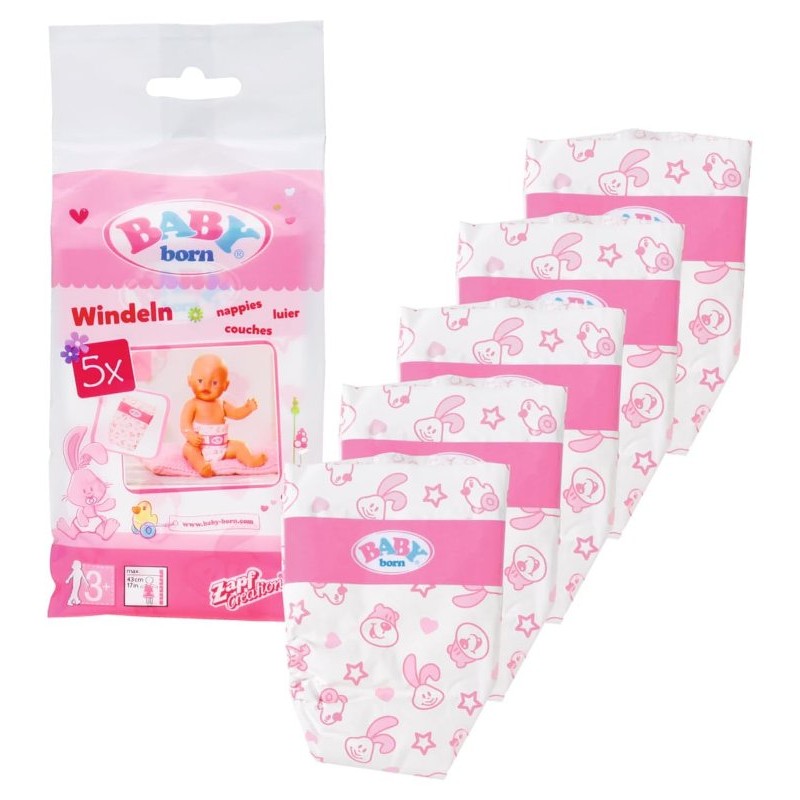 Baby Born Nappies, 5 Pack di Macdue