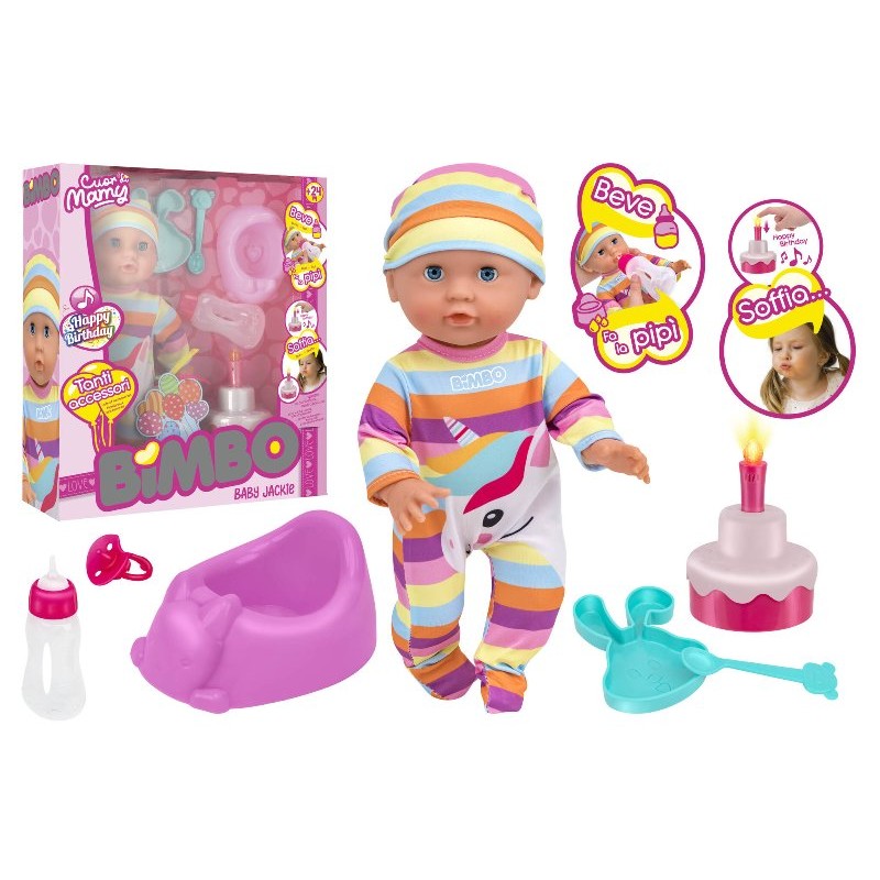 Bambola Beve/Bagna Cm 35 C/Torta B/O C/4 Acc di Globo