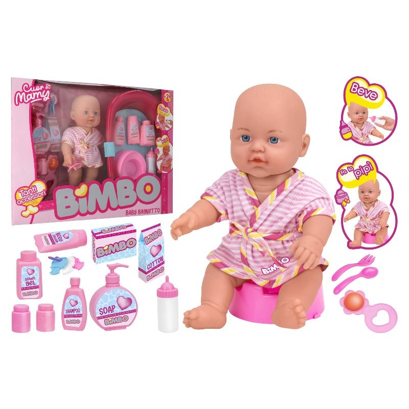 Bambola Cm31 Beve e Bagna C/Vasca 16 Acc di Globo
