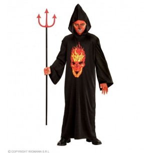 Cost.Skeleton Devil (Tunica con Cappuccio) (128 Cm / 5-7 Years) di Widmann