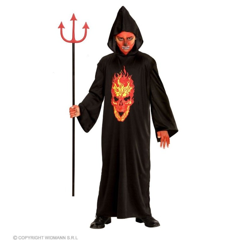 Cost.Skeleton Devil (Tunica con Cappuccio) (128 Cm / 5-7 Years) di Widmann