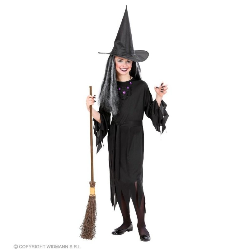 Cost.Strega (Vestito. Cintura. Cappello) (128 Cm / 5-7 Years) di Widmann