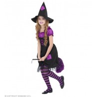 Cost.Strega (Vestito con Sottogonna Crinolina. Cappello) (116 Cm / 4-5 Years) di Widmann