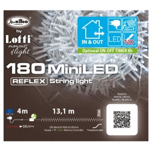 Catena Xtlg 180 Miniled Bianco 3mm Controller 8g Timer Trasformatore Esterno Cavo Trasp. 4+13,1m di Lotti