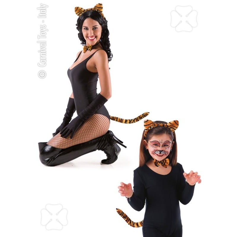 Set Tigrotta (Cerchietto, Coda e Papillon) in Busta su Cartoncino di Carnival-Toys