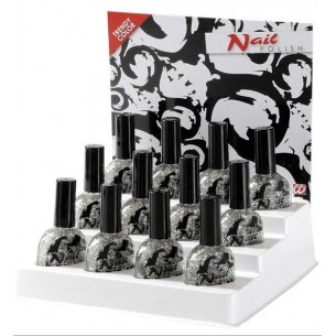 Smalto Glitter Argento Espositore -7 Ml di Widmann
