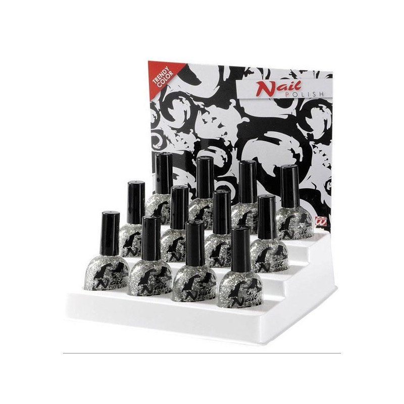 Smalto Glitter Argento Espositore -7 Ml di Widmann