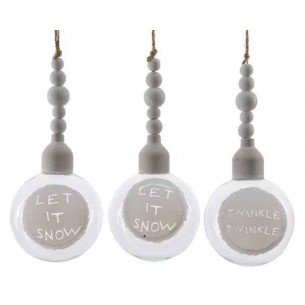 Glass Bauble W Wood C 069236 di Kaemingk