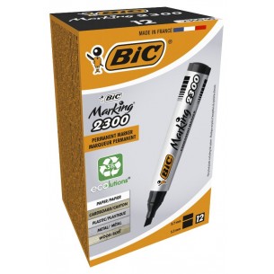 Confezione 12 Marcatori Permanenti Punta Scalpello Colore Nero di Bic