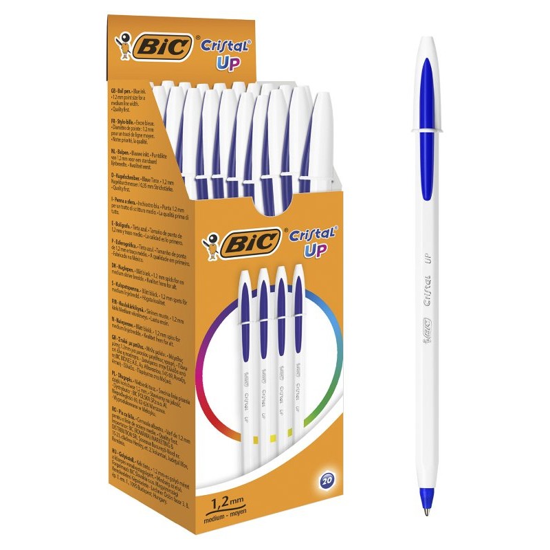 Confezione 20 Penne Cristal Up Tratto Blu Corpo Penna Bianco di Bic