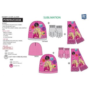Set 3 Pcs Sciarpa+Guanti+Cappellino Barbie di Suncity