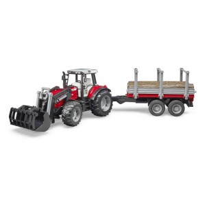 Trattore Massey Ferguson 7480 con Rimorchio Trasporto Tronchi di Bruder