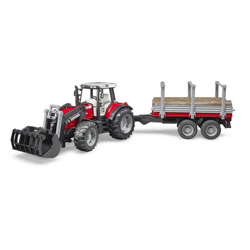Trattore Massey Ferguson 7480 con Rimorchio Trasporto Tronchi di Bruder
