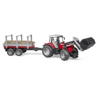 Trattore Massey Ferguson 7480 con Rimorchio Trasporto Tronchi di Bruder