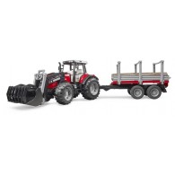 Trattore Massey Ferguson 7480 con Rimorchio Trasporto Tronchi di Bruder