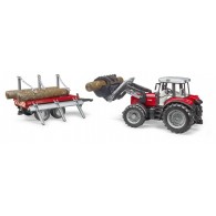 Trattore Massey Ferguson 7480 con Rimorchio Trasporto Tronchi di Bruder