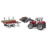 Trattore Massey Ferguson 7480 con Rimorchio Trasporto Tronchi di Bruder