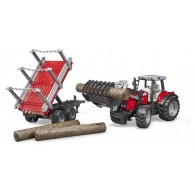 Trattore Massey Ferguson 7480 con Rimorchio Trasporto Tronchi di Bruder