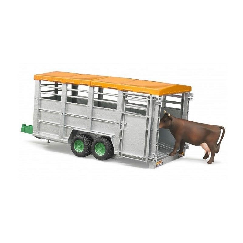 Rimorchio Trasporto Animali con 1 Mucca di Bruder