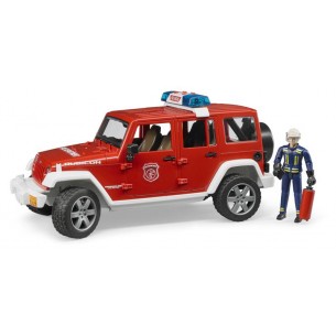 Jeep Wrangler Unlimited Rubicon Pompieri, Luci e Suono e Pompiere di Bruder