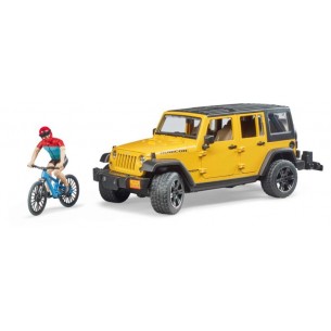 Jeep Wrangler Rubicon Unlimited con Mountain Bike e Ciclista di Bruder