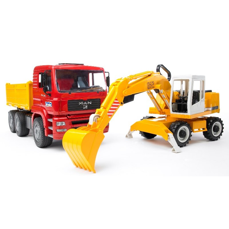 Man Tga Camion con Scavatrice Liebherr di Bruder