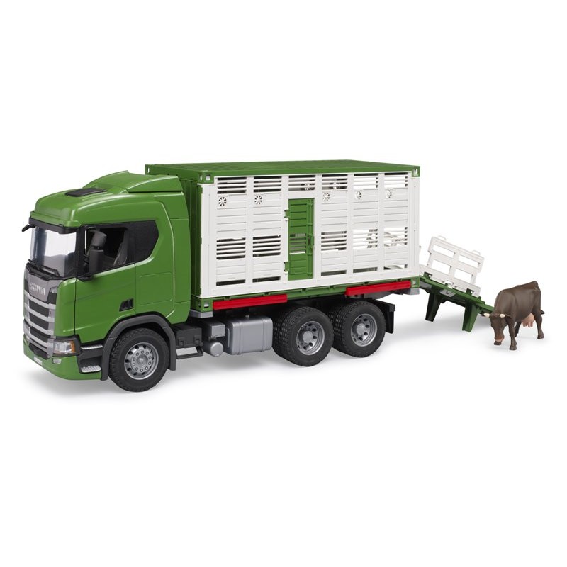 Scania Super 560r Camion Trasporto Bestiame con Un Bovino di Bruder