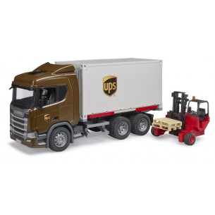 Scania Super 560r Camion Ups Portacontainer con Muletto di Bruder