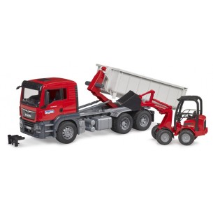 Man Tgs Camion Container Ribaltabile con Schaeffer di Bruder