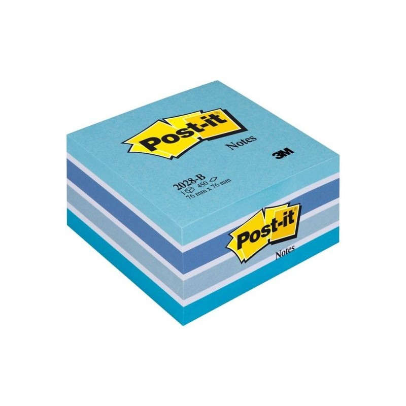 Cubo da 450 Foglietti Post-It Colori Azzurri 76x76 di 3m
