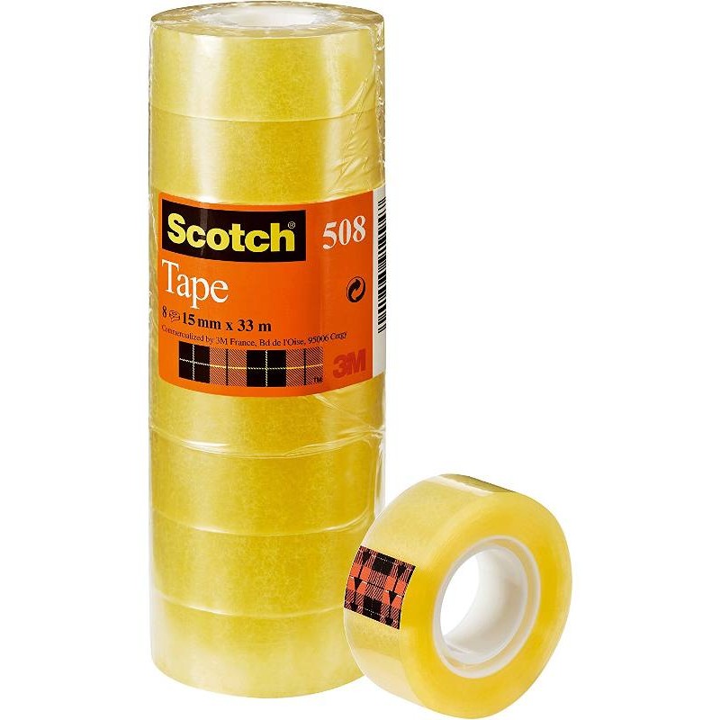 Nastro Trasparente Scotch 508, 10 Rotoli, 15 Mm X 33 M di 3m