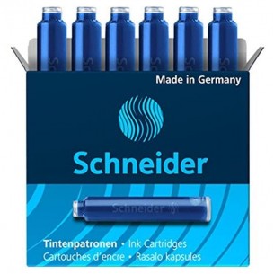 Scatola 6 Cartucce Blu per Penne Schneider - Espositore da 50 Pezzi di Caimi