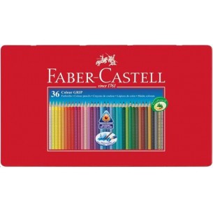 Scatola in Metallo 36 Colori a Matita a Sezione Triangolare Acquerellabili con Grip di Faber-Castell