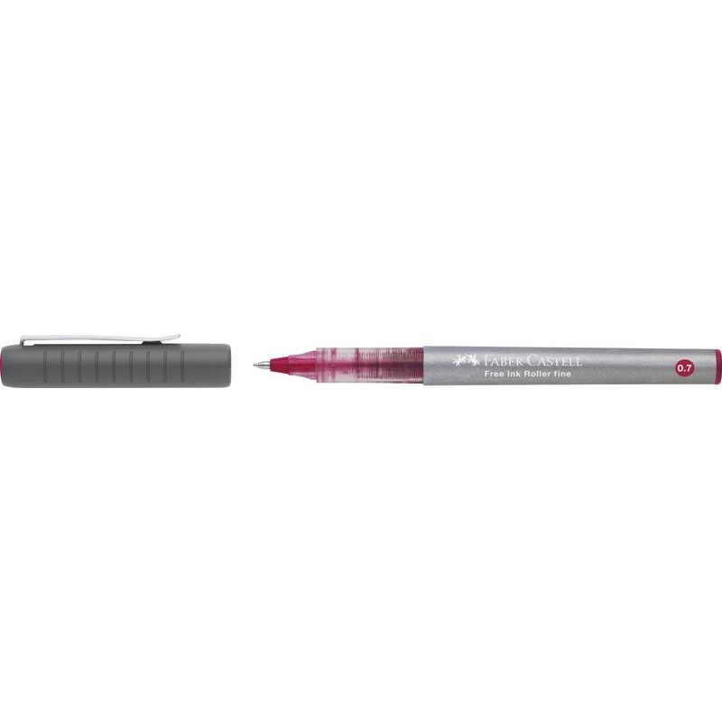 Penna Roller Free Ink Punta Fine 0.7mm Colore Rosso Scuro di Faber-Castell