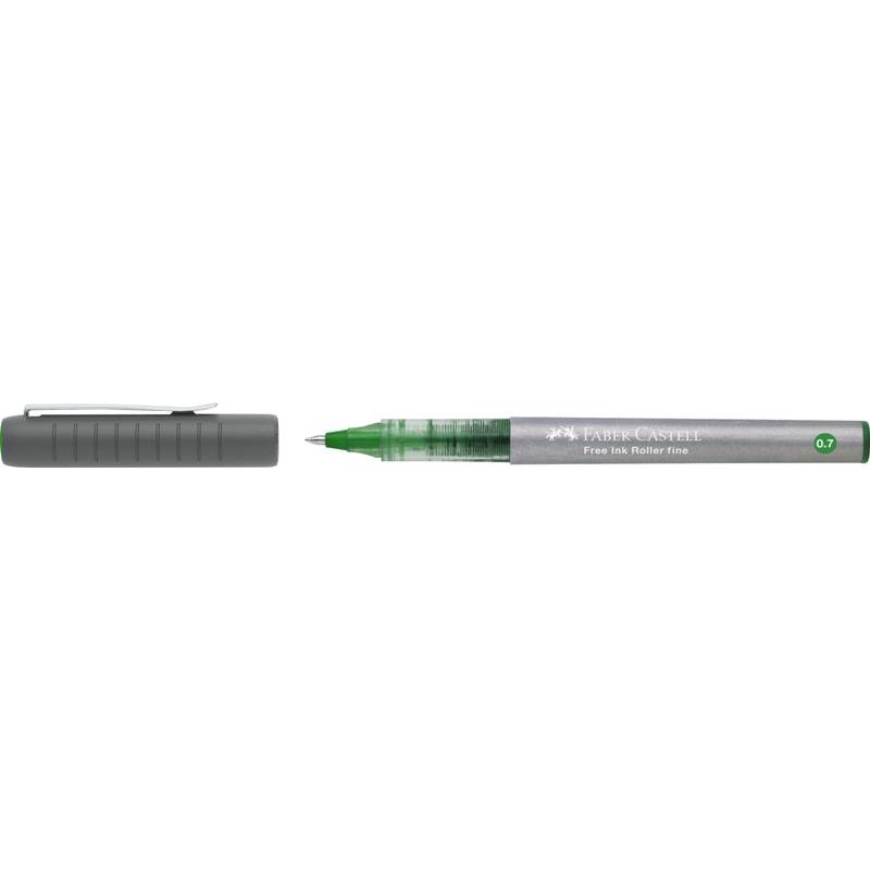 Penna Roller Free Ink Punta Fine 0.7mm Colore Verde di Faber-Castell