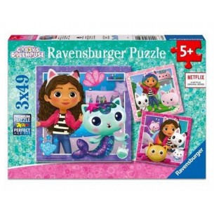 Puzzle 3x49 Gabby'S Dollhouse 3 X 49 Pz di Ravensburger Puzzle 3x49 Pz