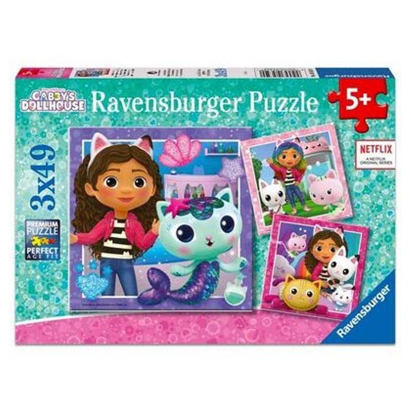 Puzzle 3x49 Gabby'S Dollhouse 3 X 49 Pz di Ravensburger Puzzle 3x49 Pz