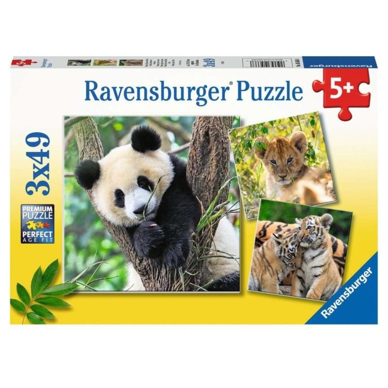 Puzzle 3x49 Panda, Tigre e Leone 3 X 49 Pz di Ravensburger Puzzle 3x49 Pz