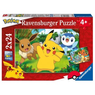 Puzzle 2x24 Pokemon 2 X 24 Pz di Ravensburger Puzzle 2x24 Pz