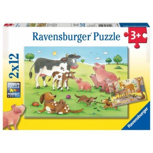 Puzzle 2x12 Famiglie Animali 2 X 12 Pz di Ravensburger Puzzle 2x12 Pz