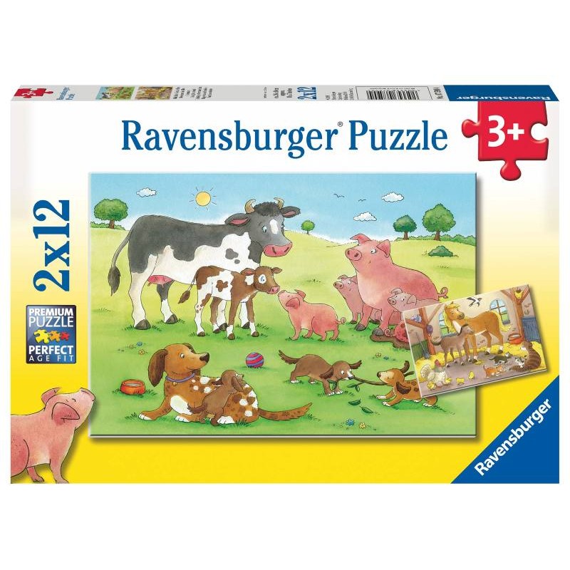 Puzzle 2x12 Famiglie Animali 2 X 12 Pz di Ravensburger Puzzle 2x12 Pz