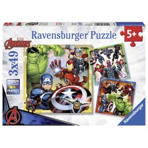 Puzzle 3x49 Avengers 3 X 49 Pz di Ravensburger Puzzle 3x49 Pz